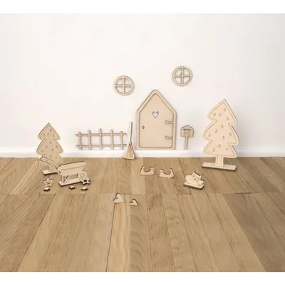 Produktbild von Holzbausatz Wichteltür Tomte, 23tlg.