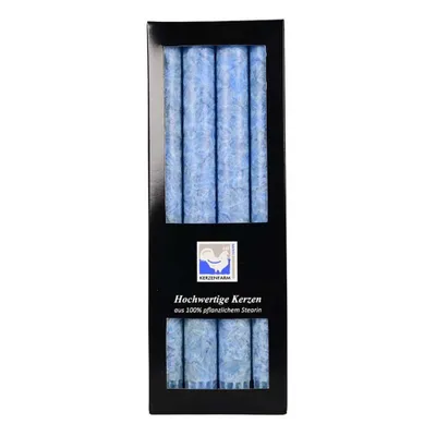 Produktbild von Stabkerzen aus Stearin, 22/250 mm, Blau, KERZENFARM HAHN, Brenndauer ca. 10h, 4 Stück pro Verpackung