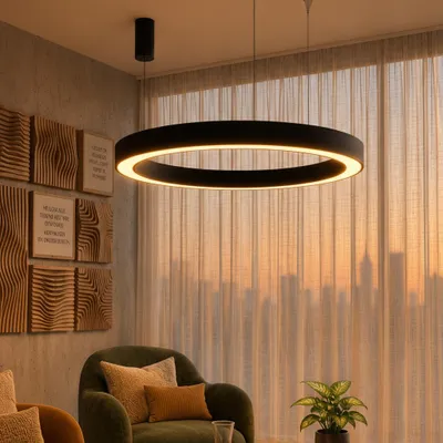 Productafbeelding van Hanglamp Morbido zwart Ø 80cm, AI-gegenereerde afbeelding
