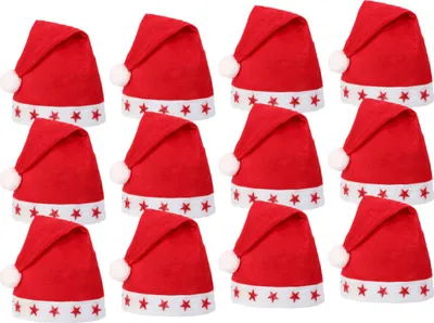 Produktbild von Blink LED Weihnachtsmütze Rot mit leuchtenden Sternen – Lustige Nikolausmütze mit Licht für Damen & Herren – Weihnachtsmütze mit Blinkfunktion, Bommel & Weihnachtsmotiv für Party, Kostüm & Weihnachtsfeier Menge wählen: 12 Stück
