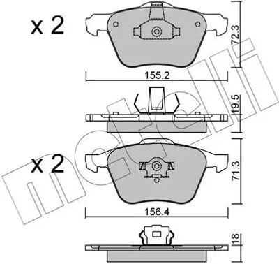 Produktbild von METELLI 22-0833-0 Bremsbeläge Satz Vorne Bremsklötze für VOLVO V70 II (285) XC90 I (275) S60 I (384)