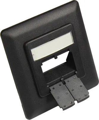 Produktbild von Zentralstück 50x50mm inkl. Abdeckrahmen 80x80mm für Netzwerkdosen, tiefschwarz (matt) RAL9005, Good Connections®