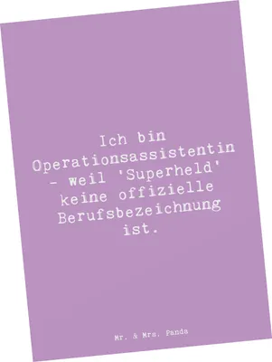 Produktbild von Mr. & Mrs. Panda Postkarte Spruch Operationsassistentin Heldin - Lavendeltraum - Geschenk, Ansichtskarte, Hingabe und Fähigkeiten, Operationssaal, Ansichtskarten, Beruf