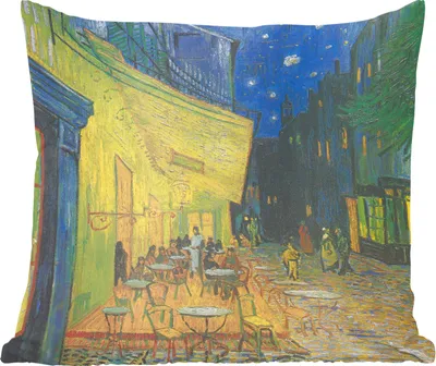 Produktbild von MuchoWow® Zierkissen Sofakissen Wohnzimmer Dekokissen 40x40 cm Caféterrasse bei Nacht - Gemälde von Vincent van Gogh - Foto Kissen - Schlafzimmer Dekoration