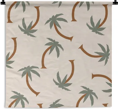 Produktbild von MuchoWow® Wandteppich Wandbehang Palme - Muster - Pastell 150x150 cm Tapisserie Dekoration Wandtuch - Wohnaccessoires - Modernes
