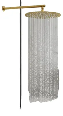Immagine prodotto di Soffione doccia, diametro 30 cm, 140 ugelli, acciaio inossidabile, finitura dorata, montaggio a parete o a soffitto