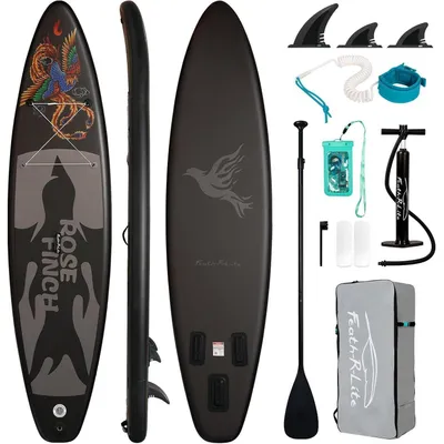 Productafbeelding van Opblaasbaar paddleboard, SUP-paddel, handpomp, rugzak, lijntje, kleur: grijs (PHÖNIX)