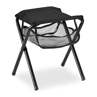 Produktbild von Relaxdays Klapphocker, mit Tasche, bis 120 kg belastbar, faltbar, leicht, Campinghocker HBT: 39 x 29 x 35 cm, schwarz