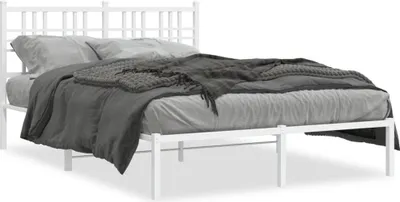 Produktbild von "2026 Promotion" Bettgestell moderne - mit Kopfteil - Metall Weiß - 140x200 cm - Polsterbett CC22834