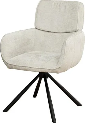Produktbild von riess-ambiente Drehbarer Retro Stuhl UNIQUE champagner beige Chenille Metallbeine mit Armlehne