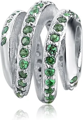 Produktbild von PANDACHARMS Grüne Spirale Charm, 925er Sterling Silber, passt zu Pandora