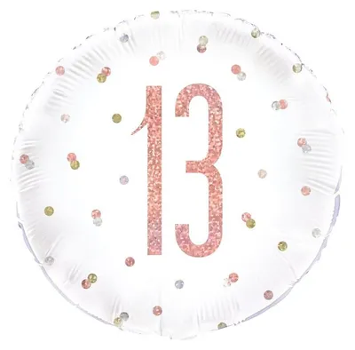 Produktbild von Unique Folienballon zum 13. Geburtstag Roségold 18 Zoll / 45 cm Partydekoration