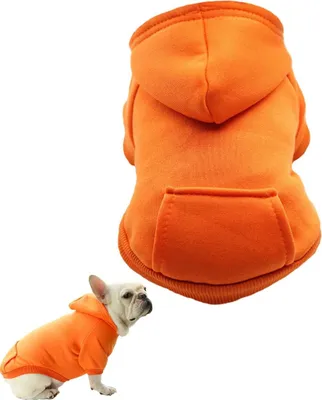 Produktbild von Hundekapuzenpullover aus Baumwolle, Hundemantel, warmes Haustier, Hundepullover mit Kapuze, Haustierkleidung, Hunde- und Katzenkleidung, Hundekleidung Winter (XXL, orange)