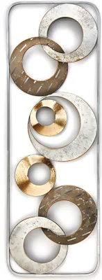 Produktbild von Kobolo Wanddeko Wandbild Metallbild 3D - KIANO aus Metall in gold und silber - Kreise Kunstdruck Bild Foto Abstrakt Wohnzimmer Einrichtung Wandbehang