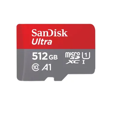 A SanDisk Ultra 512GB microSDXC memory card.