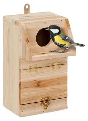 Productafbeelding van Vogelhuisje nestkast vogelhuis - Hout - Schoonmaakklep - 24,5 x 14 x 14 cm