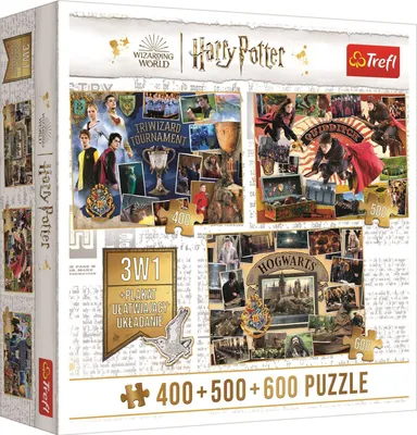 Image de Trefl Puzzle Harry Potter : Le tournoi des trois magiciens, Poudlard et l'escrime 400 + 500 + 600 pièces