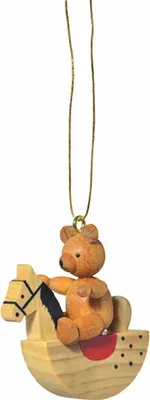 Produktbild von Christbaumschmuck "Teddy auf Schaukelpferd" (5cm) von KWO