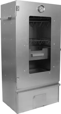 Produktbild von Grafner XL Räucherofen mit 3 Etagen, Sichtfenster und Thermometer, legierter Stahl, 12x Haken, Räucherschrank zum Heißräuchern und Kalträuchern, Smoker für Fisch Fleisch Käse Gemüse