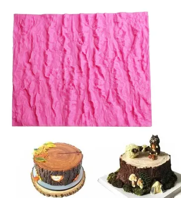 Productafbeelding van Siliconenmal voor taartbodem met boomschorsmotief, geschikt voor taarten en fondant, afmetingen 19 cm x 15,5 cm