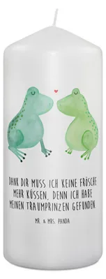 Produktbild von Mr. & Mrs. Panda Kerze Frosch Liebe 19 x 8 cm - Weiß - Geschenk, Ehefrau, Stumpenkerze, Bedruckte, Blockkerze, Freundin, Wachskerze, Hochzeitstag, Erinnerungskerze