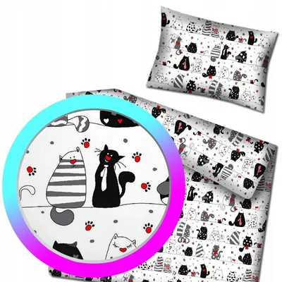 Obrázek produktu pro Designová bavlněná povlečení s motivem koček, rozměr 100x135 cm