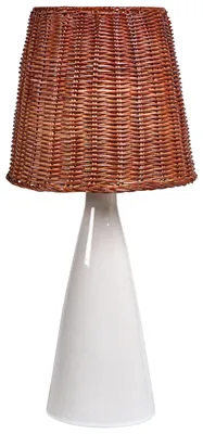 Obrázek produktu pro BELIANI Stolní lampa bílá keramický podstavec ratanové stínidlo noční lampa boho styl obývací pokoj ložnice