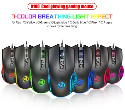 Obrázek produktu pro Sada počítačové klávesnice a myši HXSJ V700BW+X100 s připojením přes USB, 61 kláves, kabelové RGB podsvícení + kabelová herní myš s barevným LED osvětlením, 4 úrovně rychlosti pohybu, max. 3600 DPI, pro PC a notebooky