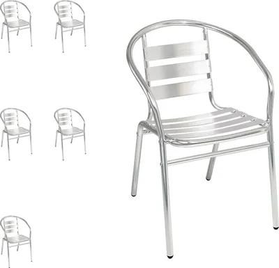 Produktbild von 6 Stk. stabile Aluminium Bistrostuhl Stapelstuhl Gartenstuhl stapelbar