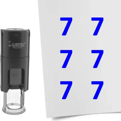Produktbild von CombiCraft Selbstfärbender Stempel 'Zahl 7' in der Farbe Blau, Ø10mm