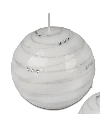 Produktbild von Bollweg/Formano Kerze Kugelkerze Spirale weiss/silber 6cm 123g (Grundpreis 1kg: 88,54 EUR)