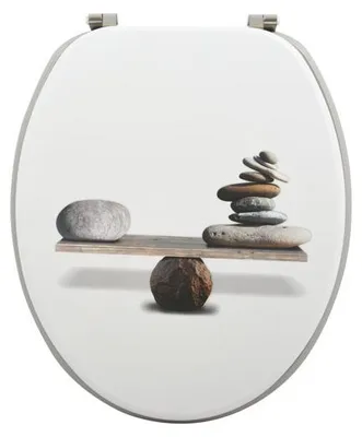 Imagen del producto de Tapa de inodoro MSV WC, núcleo de madera MDF, modelo "Spirit", bisagras de acero inoxidable