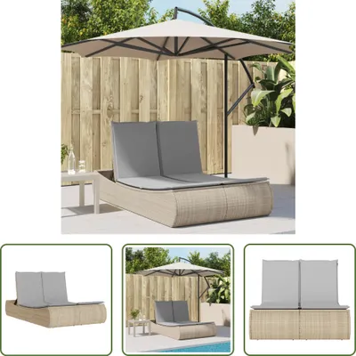 Produktbild von The Living Store Doppel-Sonnenliege mit Auflagen Beige Poly Rattan