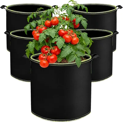 Imagen del producto de Bolsas para plantas de 22 litros, paquete de 5 unidades, con asas, para verduras y flores