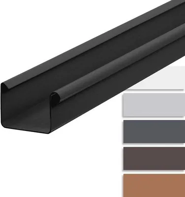 Zdjęcie produktu dla Prostokątna rynna spustowa z tworzywa sztucznego do odprowadzania wody z dachu - 200 cm, kolor antracyt
