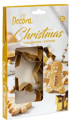 Ausstechformen Weihnachten, 6 Stück, Metall, 6–7,7 cm, vergoldet