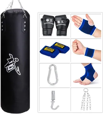 Immagine prodotto di Set completo per allenamento con sacco da boxe, ideale per l'uso domestico, completo di guantoni e gancio