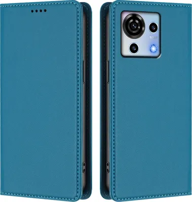 Produktbild von Handyhülle für ZTE Blade V50 Vita, Kunstleder Klapphülle Stoßfeste Magnetische Hülle mit Ständer Blau