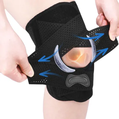 Produktbild von Sportkniebandage, seitliche Stabilisatoren, verstellbar, Silikonpolster, für Sport und Knieschmerzen