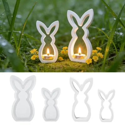 Produktbild von 2er Set Silikonformen Osterhase für Gips & Kerzen, DIY Gießform Frühling