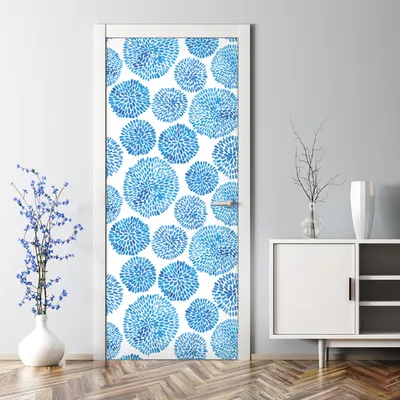Produktbild von Dekorative Aufkleber selbstklebend Klebefolie Wandaufkleber Türposter Blumenkreise blau 77 x 200 cm