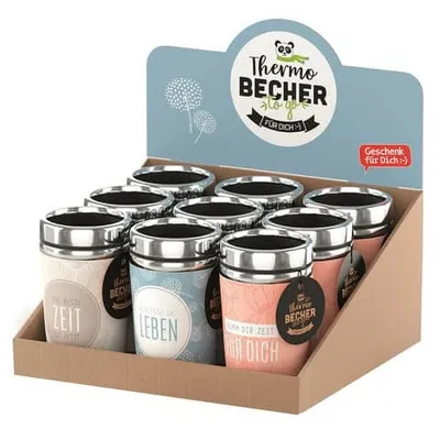 Produktbild von Thermobecher to go Relax, 240 ml, sortiert, doppelwandig, Edelstahleinsatz