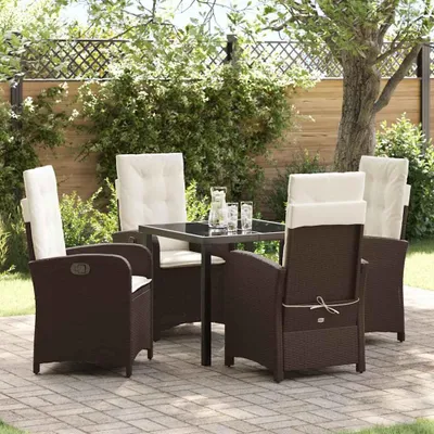Image de Maison Exclusive - Ensemble de jardin avec coussins 5 pièces Marron Polyrotin