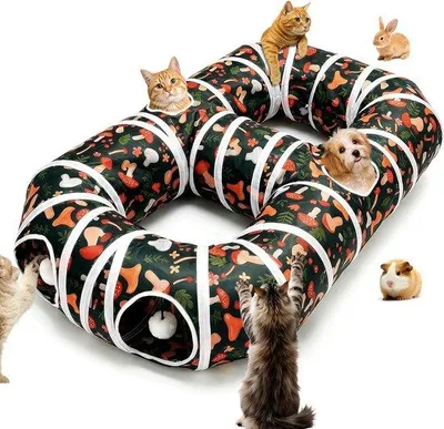 Produktbild von Katzen-Spielzeug, faltbarer Katzentunnel, großer Kaninchen-Tunnel, interaktives Spielzeug für Katzen und Welpen mit hängenden Pompons – langlebig