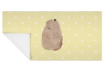 Produktbild von Mr. & Mrs. Panda Handtuch Murmeltier - Gelb Pastell - Geschenk, baumwolle, Lustige Sprüche, Freundlichkeit, Fröhlichkeit, Respekt, Knigge, frottierhandtuch, Flauschtuch