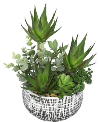 Obrázok produktu pre Keramický kvetináč 29 cm s aloe a eukalyptom na výzdobu stola