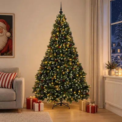 Imagen del producto de Árbol de Navidad artificial verde con bolas 210 cm 300 LED