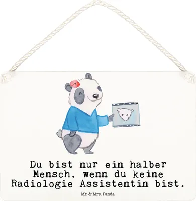 Produktbild von Mr. & Mrs. Panda Schild Radiologie Assistentin Herz DIN A6 - Weiß - Geschenk, Holzschild, Wandbild Holz, holzbild, kleine aufmerksamkeit, Türschild