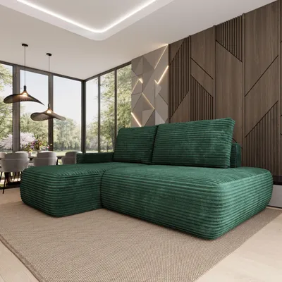 Produktbild von Masseno Ecksofa AVINI T L-S mit Schlaffunktion L-Form, Sofa mit Bettkasten, Wohnzimmersofa, Couch, Soffa, Bettsofa, Couchgarnitur- Grün, TILIA 39