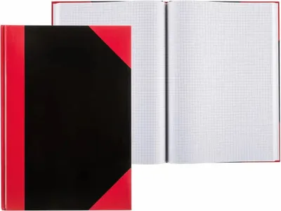 Produktbild von IDENA Kladde A4Mix kariert schwarz rot, 96 Blatt 70g/m²